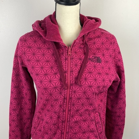 The North Face Women’s Reversible Jacket SZ M Pink Full Zip Hooded Warm - Picture 2 of 16